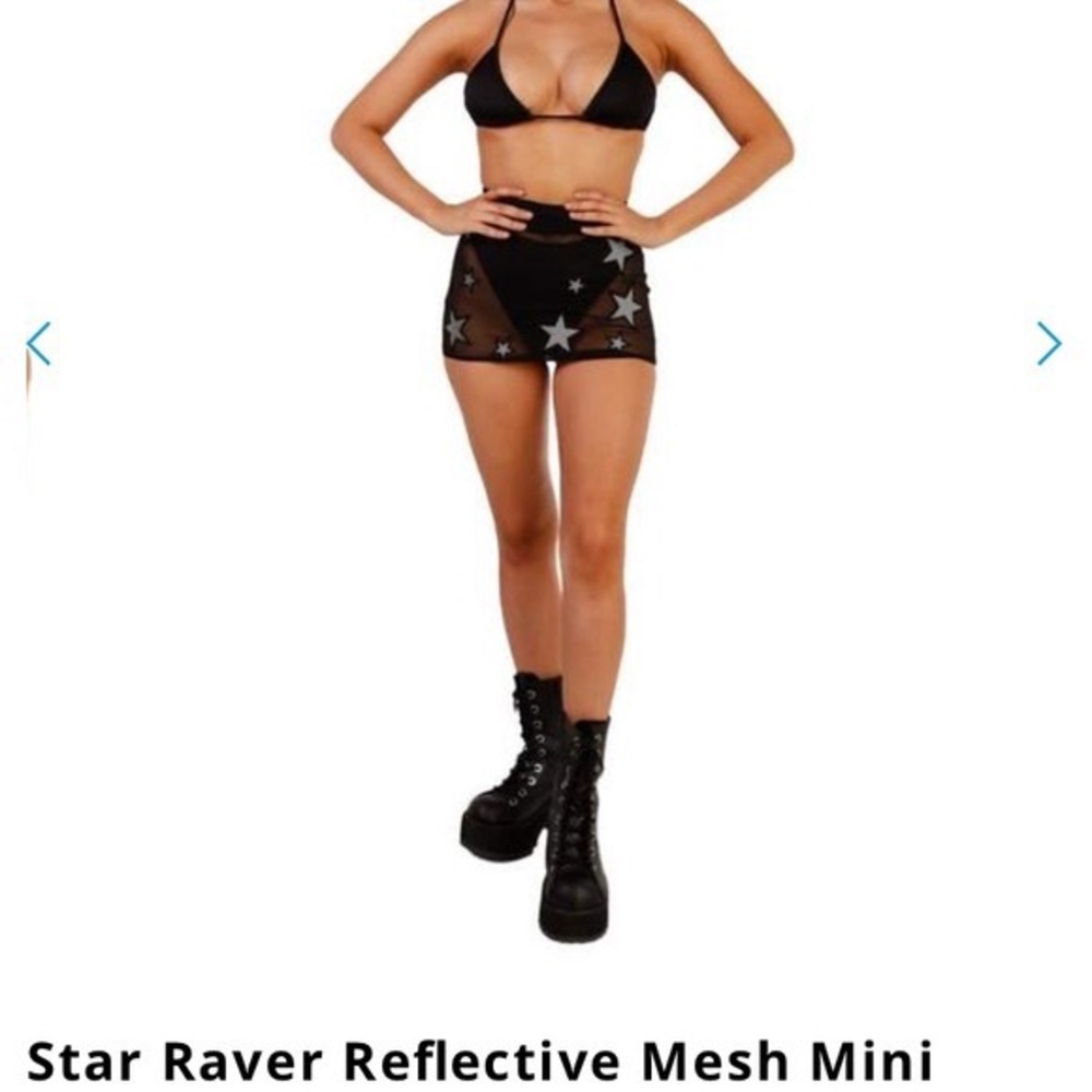 iHeartRaves Reflective Star Mesh Mini Skirt